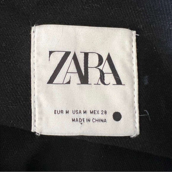 Zara Oversized Black Denim Jacket with Fringe & Rhinestones, Sz Medium - Picture 5 of 7